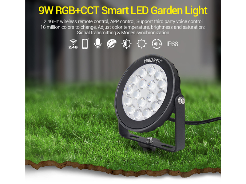 Spot LED de jardin connecté étanche RGB+CCT 9W 220V Mi-Light (MiBOXER)